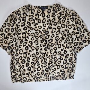 Sanctuary Cheetah Print Top Womens Petite Small Gold Black